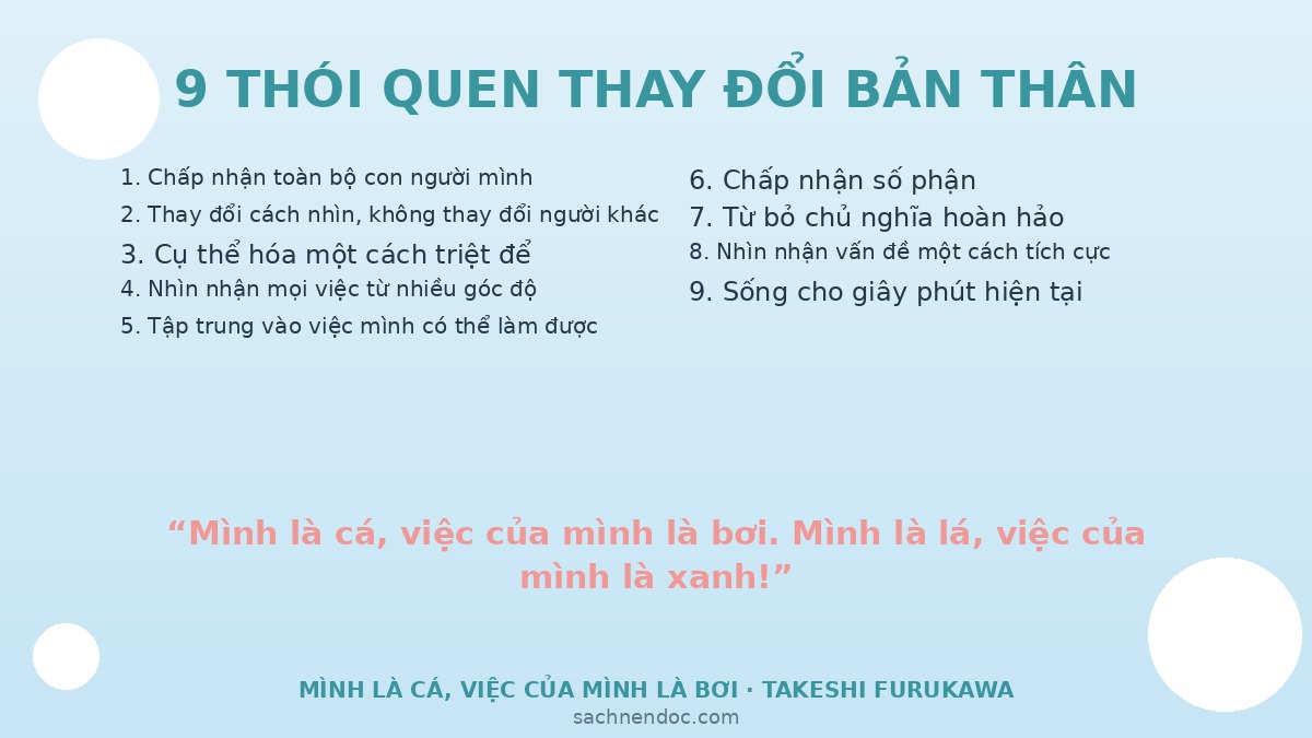 9 thói quen thay đổi bản thân - tổng hợp Mình là cá việc của mình là bơi